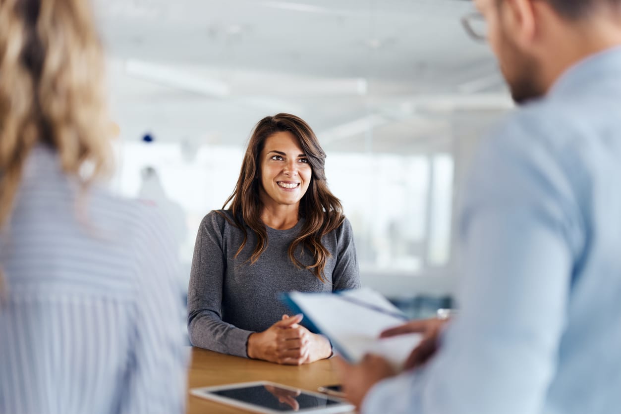 Woman at a job interview.