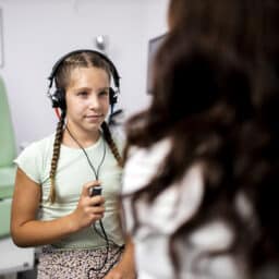 Young girl in a hearing test